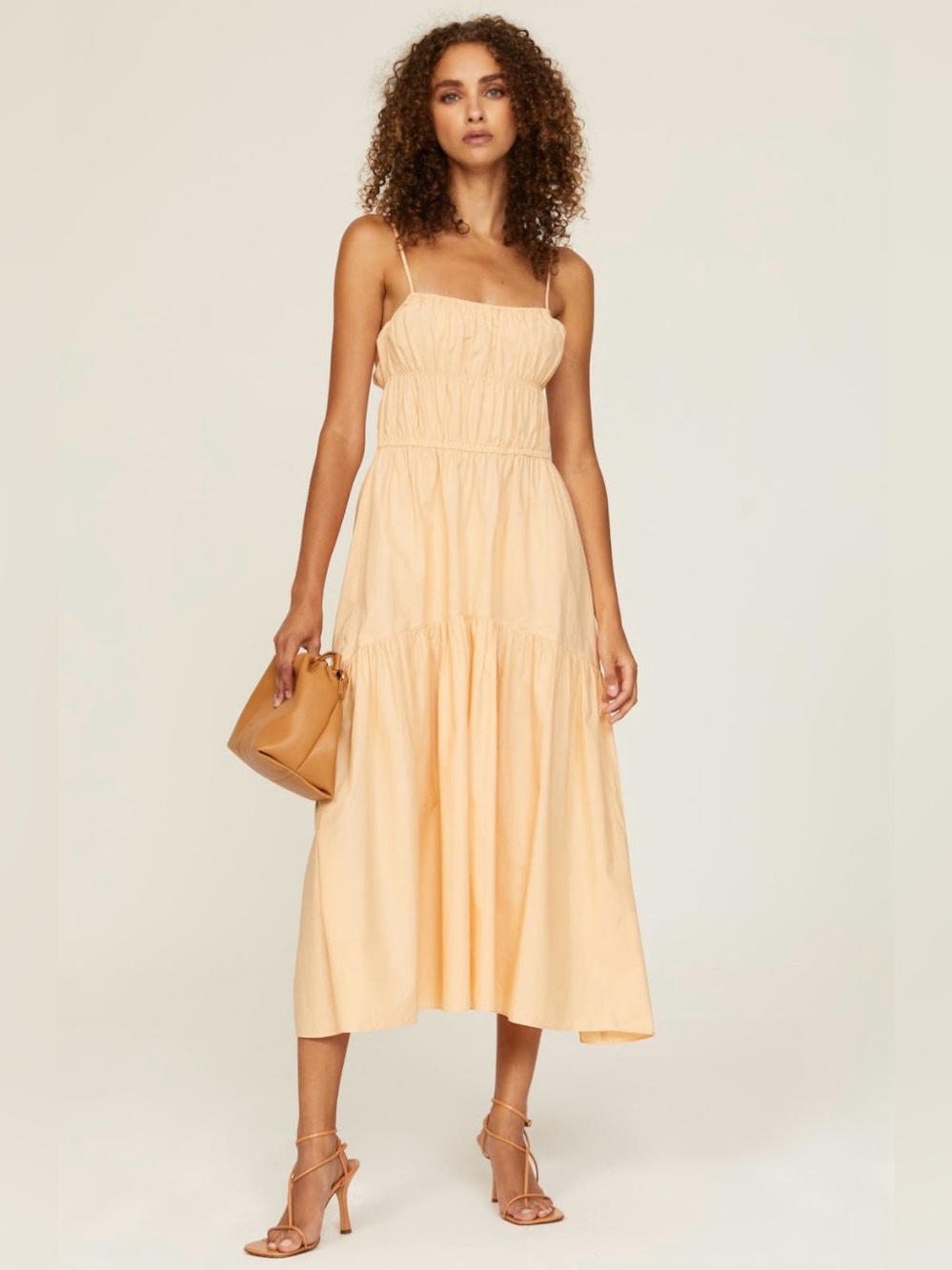 Vince~Tie Back Cami Tiered Midi Dress with Thin Straps~Size Small $495~